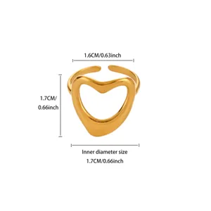 Minimalist hollow geometric open ring, 18k gold plated stainless steel finger jewelry.