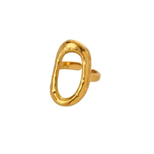 Minimalist 18K gold plated stainless steel open ring with a hollow irregular geometric design.
