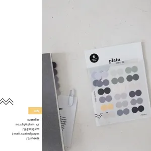Korean Suatelier plain round index stickers 3 sheets matt coated paper diary planner deco.