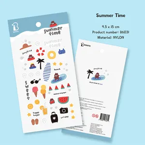 Lindo juego de pegatinas decorativas de nylon con diseño de oso de verano coreano para diario DIY
