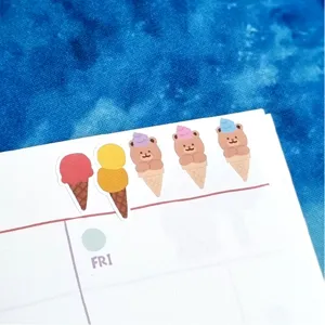 Adhesivo de oso lindo de verano, vista detallada de pegatina decorativa de nailon para agenda.