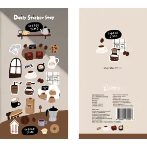 Autocollant Décoratif Dessin Animé Café Loisirs Papeterie DIY Scrapbooking Autocollant Journaling Esthétique