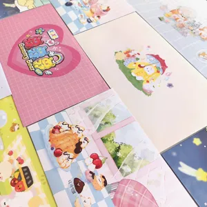 Joli set d'enveloppes de style coréen et de papier décoratif avec des motifs adorables.