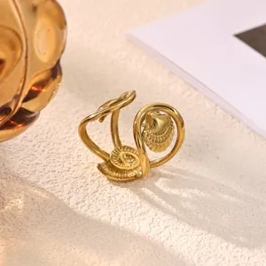 Gold plated stainless steel shell open ring minimalist fashion jewelry for women daily wear