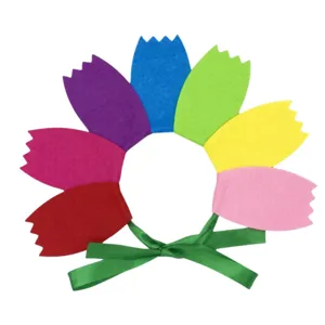 Colorful felt flower headband for kids performance spring outing photography detail view