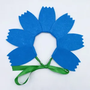 Blue felt flower headband for kids performance, cute party hair accessory and photo prop.
