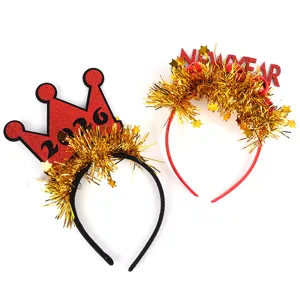 New Year sequin headband crown 2026 party hair hoop festive photo decoration