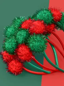 Christmas tinsel pom-pom headband festive party colorful hair hoop holiday costume props