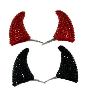 Ensemble de pinces à cheveux cornes de diable strass, accessoires cheveux brillants fête.