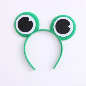 Schattige kikker ogen haarband, groene pluche haarhoepel voor kinderfeest en toneelvoorstelling.