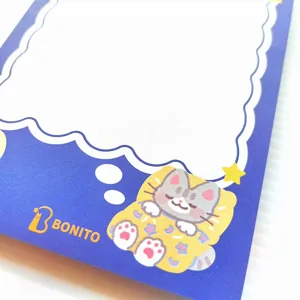 Blocco note carino con gatto dormiglione per studio quotidiano e diario, 60 fogli.