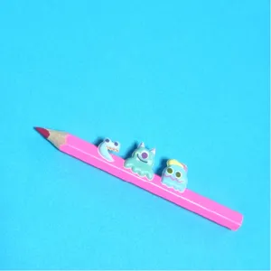 Cute cartoon monster puffy stickers detail showing colorful journaling adhesive decals.