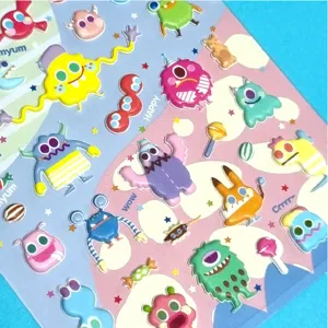 Korean cute candy little monster puffy foam decorative journal stickers for daily diary planning.