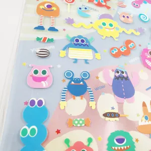 Korean BONITO cute candy little monster foam flat decorative journal sticker sheet for planners.