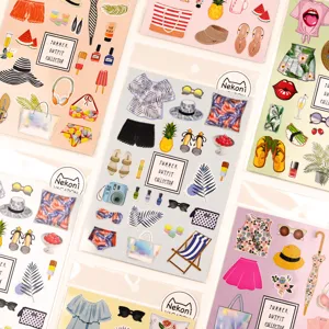 Mignons Autocollants Décoratifs Thème Vacances d'Été Papier de Transfert à l'Eau Journal Esthétique Scrapbook Set d'Autocollants DIY