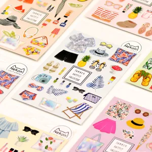 Joli ensemble d'autocollants décoratifs d'été, idéal pour le journal intime et la papeterie.