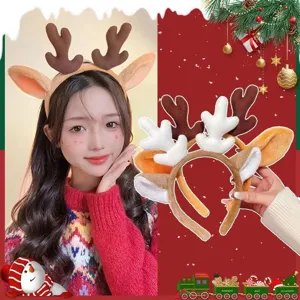Joli serre-tête bois de cerf de Noël mignon peluche renne accessoire cheveux fête enfant