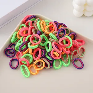 Colorful seamless hair ties for kids, soft and high elastic hair rubber bands detail view.