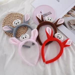 Serre-tête en Peluche Oreilles de Cheval Mignon Dessin Animé Animal Pleurant Souriant Anneau de Cheveux Accessoires de Cheveux pour Femmes Filles