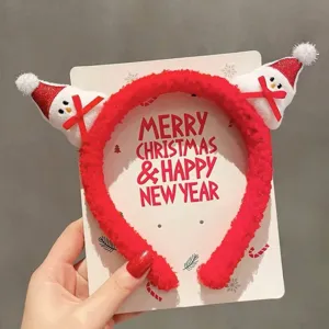Christmas snowman headband plush hair hoop cute holiday party hair accessory for kids