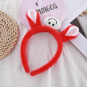 Serre-tête oreilles de cheval en peluche rouge mignon dessin animé accessoires cheveux