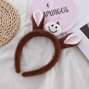 Serre-tête mignon en peluche d'oreilles de cheval, accessoire doux pour le visage et les coiffures.