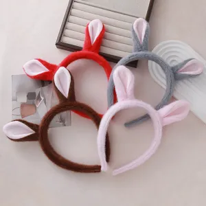 Serre-tete en peluche oreilles d'animaux mignon accessoire cheveux doux pour femmes