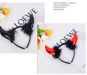 Diadema de cuernos de diablo de Halloween con plumas negras, accesorio de fiesta perfecto.