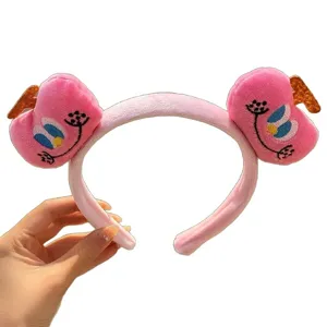 Lindo diadema de felpa rosa de dibujos animados aro de pelo suave para fiesta diario