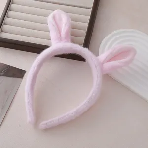 Bandeau oreilles de lapin en peluche rose, cerceau de cheveux mignon pour femmes filles.