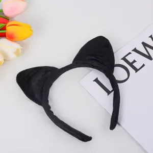Serre-tete oreilles de chat noir pour fete de Halloween costume joli bandeau en peluche