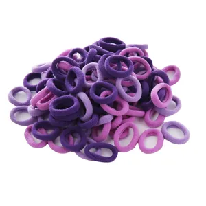 Kids elastic hair bands set, soft seamless hair ties in purple and pink, 100pcs hair accessories.