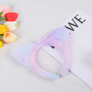 Plüsch Katzenohren Haarreif für Damen, bunter flauschiger Haarreif, süßer Party Haarschmuck.