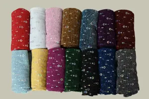 Chiffon sun protection shawl with gold wire sequin crinkled design, versatile beach scarf.