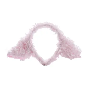 Pink fluffy sheep ear headband sweet plush lamb hair hoop cute hair accessory for women
