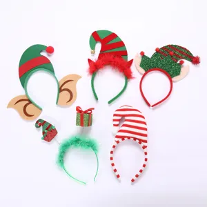 Christmas Elf Hat Headband Cute Cartoon Holiday Party Hair Accessories For Kids And Adults Festive Hair Hoop
