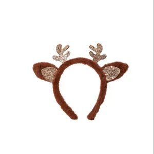 Christmas Reindeer Antler Headband Cute Plush Hair Hoop for Holiday Party Costumes
