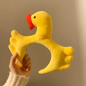 Niedliches lustiges gelbes Enten Plüsch Stirnband, weicher Cartoon Haarreif für Kosmetik Alltag.