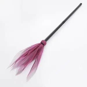 Scopa da strega di Halloween bambini cosplay scopa magica rete rosa festa decoro