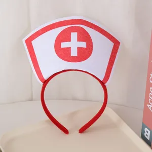 Women Cute Nurse Hat Headband Cosplay Hair Accessories For Halloween Theme Party Hair Hoops Headwear