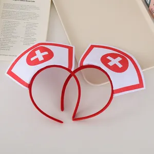 Nurse costume headband Halloween party hair hoop red white costume accessory for women