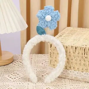 Cute Plush Flower Headband Soft Lamb Wool Hair Hoop Sweet Cartoon Hair Accessories For Kids Daily Wear