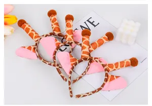 Schattige giraffe dierenoor haarband pluche cartoon haarhoop zoete dagelijkse verkleed accessoire