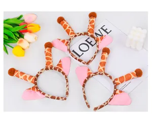 Leuke cartoon giraffe haarband pluche haarhoepel dierenoren haaraccessoires voor feestje