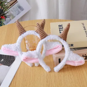 Adorable serre-tête cornes de mouton peluche duveteux oreilles d'agneau accessoires cheveux