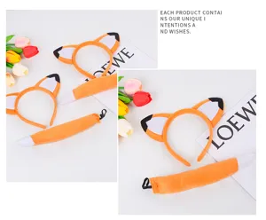 Cute plush fox ears headband and tail set for cosplay, party, and animal dress up fun.