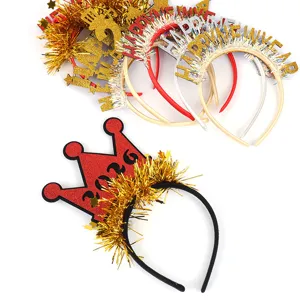 New Year party headband glittering tinsel hair hoop happy new year festive decoration accessory
