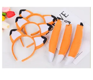 Cute fox ear headband and plush tail costume set for animal party cosplay dress up fun events