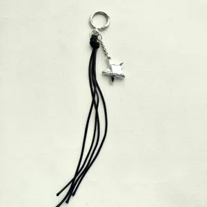 Minimalist Braided Leather Rope Star Pendant Car Keychain Bag Accessory Phone Lanyard