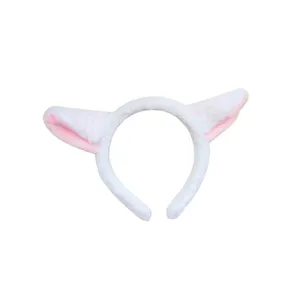 Serre-tête oreilles d'agneau en peluche blanche mignon duveteux animal pour fête vue principale